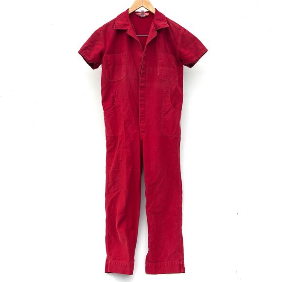 Caron Callahan Cotton Denim Short Sleeve Jumpsuit Collared Boilersuit XS - Picture 2 of 8